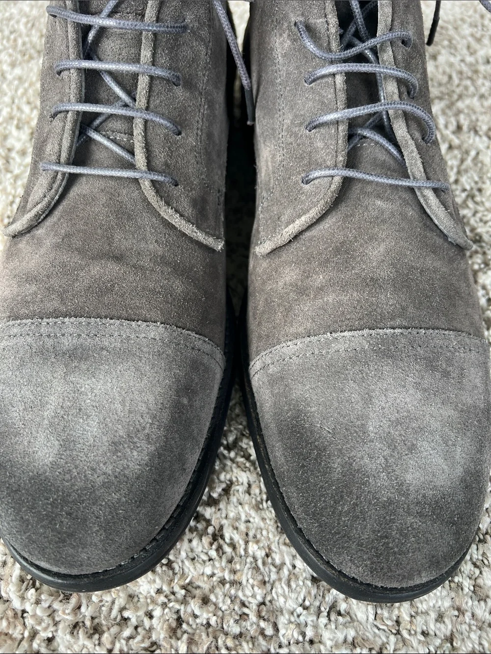 NWOT All Saints Men's Harland Cap Toe Leather Boots Charcoal Grey Size 46 US 13